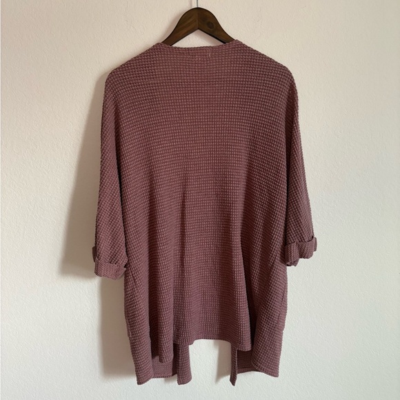 Mud Pie Mauve Waffle Knit Open Front Lightweight Cardigan – Size S/M - Picture 6 of 6
